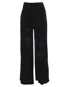 velvet, logo, folds, solid color, high waisted, comfort fit, wide leg, hook-and-bar, zip, multipockets , Color: Black , Size: 2 Black Wide Leg Trousers, Black Wide Leg Pants, Women Pants Casual, Pants Black, Wide Leg Trousers, Black Pants, Wide Leg Pants, Casual Pants, Casual Women