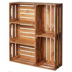 a wooden bookcase with four shelves on each side