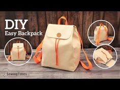 DIY Mochila grande fácil | Cómo hacer mochila con bolsillos laterales [sewingtimes] - YouTube Diy Backpack Tutorial, Sewing Backpack, Leather Backpack Pattern, Backpack Pattern Sewing, Backpack Sewing, Backpack Tutorial, Hobo Bag Patterns, Totes Ideas, Mini Leather Backpack