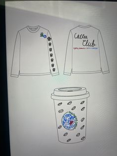 an image of a coffee cup with buttons on the front and back of its shirt