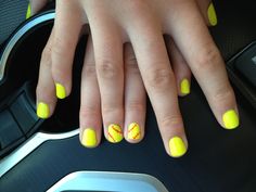 Softball nails Softball Nail Designs, Nails Design For Kids, Kids Softball, Baseball Nails, Softball Party, Sports Nails, Kids Nail Designs