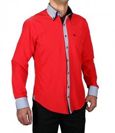 Fashionable slim fit long sleeve shirt from HK Mandel  * Premium quality. * High quality workmanship. * 80% Cotton 20% Polyester. * Contrast applications. * Long sleeve shirt with double collar * Button-down collar, so that the collar always keeps its shape. * Red.Fabric inserts in black and black and white striped. * Fashionable shirt from HK Mandel is a chic companion and easy to combine, whether for the office, for travel or for leisure. * All items without accessories. * While stocks last. Black And Black, Double Collar, Mens Designer Shirts, Mens Oxfords, Button Down Collar, White Stripe, Timeless Fashion, Shirt Style, Button Downs