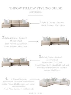 how to style a sectional couch with throw pillows Decorative Pillows On Sectional Couch, Pillow Organization On Couch, Lounge Pillow Arrangements, How To Couch Pillows, Corner Couch Cushions Styling, Couch Pillows Sectional, Couches And Pillows, How To Put Pillows On A Sectional, Sectional Cushion Styling