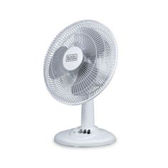 a white table fan sitting on top of a white base with the word boss written on it