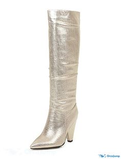 OrcaJump - Femme Bottes de Genou à Talon Conique Pointu pour Fête Quotidienne en Cuir Synth Adidas Gazelle Women, Bling Party, Samba Shoes, Rain Boots Women, Womens Ugg Boots, Western Boots Women, White Sneakers Women, Spike Heels, Slip On Boots