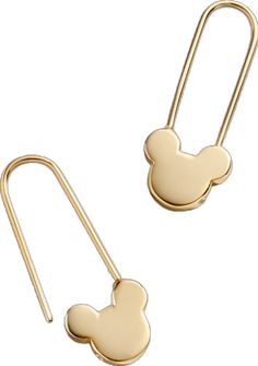 Disney Gold Earrings As Gift, Disney Gold Earrings For Gift, Gold Disney Earrings For Gift, Mickey Mouse Outline, Mickey Mouse Pins, Pin Earrings, Safety Pin Earrings, Delicate Earrings, Safety Pin