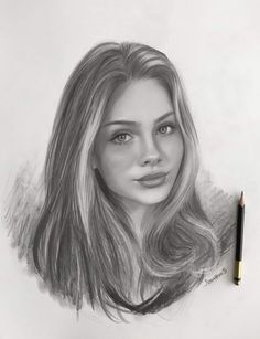 a pencil drawing of a woman's face