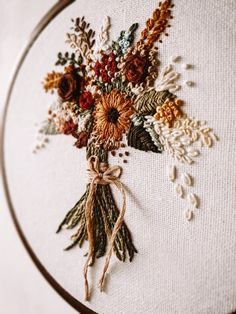 a close up of a embroidery on a hoop