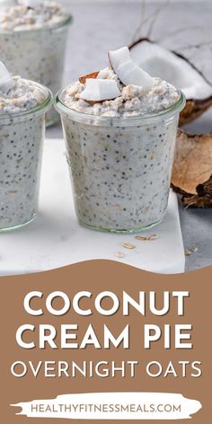 coconut cream pie overnight oats in glass cups