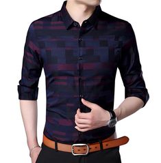 Looking for a stylish and versatile dress shirt for men? check out our streetwear plaid checkered long sleeve turn down collar dress shirt! this shirt features a classic plaid pattern in a modern streetwear style, making it perfect for any occasion. with its long sleeves and turn-down collar, it's both fashionable and functional. shop now and elevate your wardrobe with this must-have shirt! Mens Business Casual Shirts, Mens Business Casual, Long Sleeve Fitted Dress, Business Casual Shirts, Mens Fashion Classy, Fitted Dress Shirts, Mens Formal, Shirt Dress Casual, Business Shirts