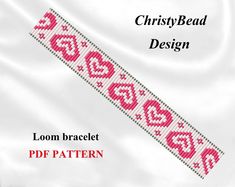 a cross stitch pattern with hearts on it and the text, custom bead design loom bracelet