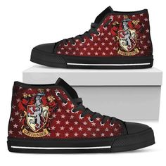 Gryffindor High Top Vans Shoes. Unleash your wild side with these dynamic sneakers featuring an eye-catching dinosaur-themed print against a dark backdrop with vibrant floral accents. The high-quality construction and classic silhouette offer durability and timeless style. Ideal for the adventurous spirit, these shoes effortlessly transition from day to night. Celebrate individuality and strength with this unique addition to any shoe collection—a testament to bold, expressive fashion. #high top #Shoes #Amarrado Hogwarts Dr, High Top Vans, Mens High Tops, Dark Denim Jeans, High Top Shoes, Dinosaur Print, Vans Shoes, Top Shoes, Canvas Shoes