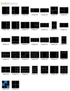 an image of some black and blue squares with different colors on the bottom one side