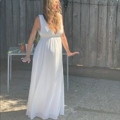 This Stunning White Flowing Gown Made Me Feel Like A Grecian Goddess. Brand New Dress, I Only Wore It For A Few Photos When I Was Pregnant. I Didn’t Fit Me As It’s Not A Maternity Dress So I Took A Few Photos W Out Zipping The Back. Stunning Material That Drapes Beautifully, It’s Lined So It’s Got A Little Weight To It. Very Well Made. It’s A Gorgeous Dress. I Originally Got It For My Marriage Ceremony At The Courthouse But Didn’t Use It There. Can Be Worn As A Wedding Dress As Well Elegant V-neck Maternity Gown, White Summer Maternity Dress For Wedding, White Maternity Dress For Summer Wedding, White Summer Maternity Wedding Dress, White Maternity Wedding Dress For Summer, Elegant Maxi Maternity Dress For Beach, Elegant Beach Maternity Maxi Dress, Elegant Maxi Length Maternity Dress For Beach, Elegant Maternity Gown With V-neck