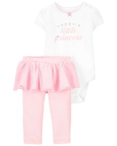 White/Pink Baby 2-Piece Daddy's Princess Bodysuit & Tutu Pant Set | carters.com Tutu En Tulle, Tulle Tutu, Carters Baby, Toddler Boy Outfits, Kids Outfits Girls, Clothing Sets, Toddler Girl Outfits, Pant Set, Little Princess