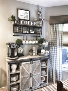 a coffee bar in the corner of a room