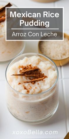 mexican rice pudding in a glass with cinnamon on top