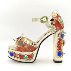 Wedding Shoes Platform, Wedding High Heels, Party High Heels, Crystal Embroidery, Pearl Sandals, Rhinestone High Heels, Leather Wedding, Bling Shoes, Rhinestone Sandals