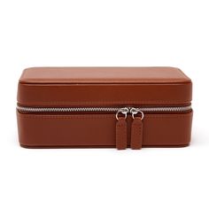 Brouk and Co. - Brouk & Co. "Luna" Brown Faux Leather Medium Travel Jewelry Case. Keep your jewelry organized and protected in this Brouk & Co. "Luna" medium travel jewelry case made from premium brown faux leather with a cream linen interior lining. Features enough room for all your favorite jewelry with several compartments for on-the-go, getting-ready moments. Includes one earring stud snap-tab holder with 10 holes, one ring snap-tab holder, one zippered jewelry compartment, three snap tabs f Elegant Brown Case For Everyday Use, Elegant Everyday Brown Case, Elegant Brown Everyday Case, Brown Leather Rectangular Organizers, Ella Vegan, Ring Snap, Linen Interior, Travel Jewelry Case, Earring Stud