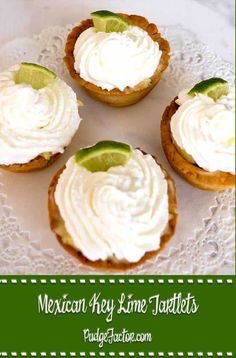 mexican key lime tarts on a white plate