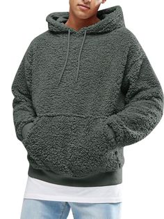 PRICES MAY VARY. Features: fluffy pullover sweatshirts, kangaroo pockets, drawstring hooded for best athletic fit, solid color, front pocket, slim fit, long sleeve, stylish desigh and chunky fabric keep you attractive, warm in fall and winter Men casual faux fur pullover hip pop chunky sweatshirt with soft fuzzy. pair with jean or casual pants would be perfect Simple but Fashion Style That’s Popular with men / boys / high school or college students / all the youth or adults OCCASION: You can wea Autumn Outwear, Fuzzy Pullover, Stile Hip Hop, Mens Sherpa, Plush Coat, Pullover Mode, Winter Outwear, Winter Jackets Women, Warm Jacket