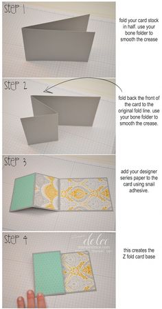 instructions for how to make an origami card holder from scratch - and - stick paper