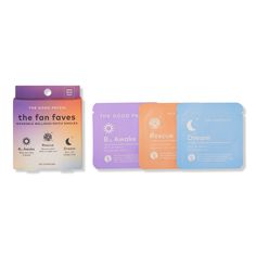 The Fan Faves Gift Set -  A plant-powered wearable wellness patch set for on-the-go wellness. The Fan Faves Gift Set by The Good Patch includes B12 Awake Patch, Dream Patch, and Rescue Patch, for 3 patches total. This patch sampler trio is the ultimate travel companion or stocking stuffer for the holiday season!    Features     Wearable Wellness Patches with sustained release of ingredients up to 8-12 hours Vegan, made without latex, paraben free, dermatologically tested, and made in the USA wit Ulta Gift Sets, Mini Makeup Bag, Skin Face Mask, Cute Stockings, Valerian Root, Beauty Gift Sets, Wellness Gifts, Packaging Design Inspiration, Paraben Free