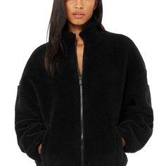 Alo Yoga Zip Up Flurry Sherpa Jacket-Worn Once! Teddy Bear Hoodie, Faux Fur Hooded Jacket, Faux Fur Cropped Jacket, Yoga Jacket, Womens Sherpa, Bear Hoodie, Teddy Jacket, Sherpa Jacket, Black Fleece