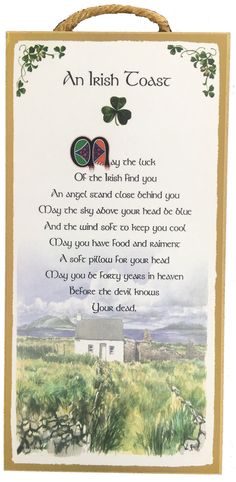 an irish poem hanging on a wall