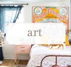 an image of a bedroom with the words art above it