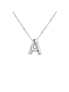 Stainless Steel Copper Chunky Alphabet Balloon Bubble Initial Letter Pendant Necklace For Women Jewelry Silver Fashionable   Stainless Steel     Women Fashion Jewelry, size features are:Bust: ,Length: ,Sleeve Length: Initial Necklace Silver, Letter Pendant Necklace, Bubble Letters, Letter Pendants, Christmas Stuff, Initial Letter, Letter Necklace, Initial Letters, Jewelry Silver