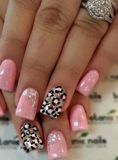 Pink Leopard Nails, Leopard Nail Art, Cheetah Nails, Leopard Print Nails, Leopard Nails, Ideas Nails, Short Acrylic Nails Designs, Get Nails, Nail Designs Glitter