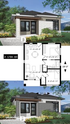 two story house plans with one bedroom and living room in the middle, while another has an open floor plan