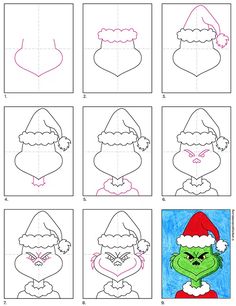 how to draw the grin face for christmas