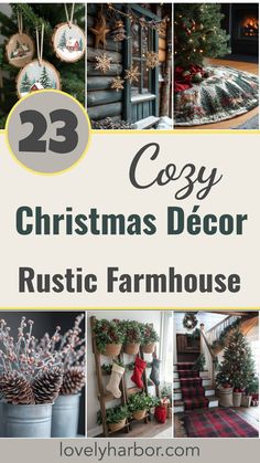 23 Woodsy Christmas Décor Ideas For Your Rustic Farmhouse Woodsy Christmas Decor Rustic, Warm And Cozy Christmas Decor, Rustic Christmas Kitchen, Woodsy Christmas Decor, Birch Bark Candles, Woodsy Christmas, Wooden Log Slices, Decoration Theme, Rustic Christmas Decor