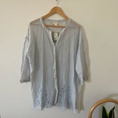 Pretty Sheer Button Up With Lace Detail Spring Beach Blouse With Button Closure, Spring Vacation Blouse With Button Closure, Spring Beach Blouse With Buttons, Crop Top With Sleeves, Blue Lace Top, Black Floral Blouse, Meadow Rue, Lace Peplum, Purple Plaid