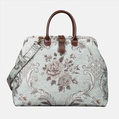 Floral Mint Mary Poppins Weekender carpet bag MCW Handmade Victorian Carpet, Green Laptop, Blue Mary, Traditional Carpet, Carpet Fabric, Large Travel Bag, Burnout Velvet, Carpet Bag, Leather Travel Bag