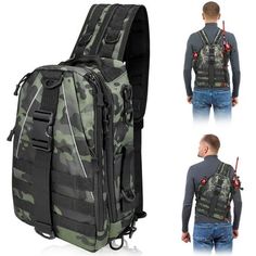 men's camouflage backpack with multiple compartments