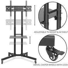 MOUNT-CART-RC1300P Swivel Tv Mount, Rolling Tv Stand, Tv Cart, Mobile Cart, Curved Tvs, Swivel Tv, 110 Pounds, Plasma Tv, Mobile Stand