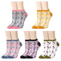 PRICES MAY VARY. 🌸【SIZE & PACKAGE】The ankle socks for women girls fit for women shoe size US 6-9. The socks fit any adults or teenager who love cute novelty things. 5 pairs of patterned novelty socks for women girls come in each plastic zippered bag. 🌸【Fun Design】Colorful tie dye socks printed design ankle socks for women and girls. We got five colors in one package, includes yellow, red, black, purple and blue. Super cool and funny crazy design novelty sockswill show your personality and atti Casual Pink Hosiery, Fun Ankle Socks, Kawaii Shorts, Girls Fit, Crazy Design, Tie Dye Socks, Summer Sock, Low Cut Socks, Zippered Bag