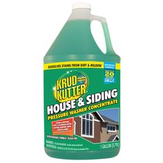 Krud Kutter House & Siding Pressure Washer Concentrate is a proprietary formula which removes tough stains from mildew, mold, algae, fungus and moss, and leaves the surface completely clean. In addition, special surfactants penetrate the surface to safely and easily dissolve the toughest stains from dirt, oil, grease, bird droppings, tree sap, and acid rain. Even removes gray weathering on wood, chalking and oxidation. Krud Kutter 128 oz. House and Siding Pressure Washer Cleaner | 385464 Washer Cleaning, Krud Kutter, Washer Cleaner, Acid Rain, Tree Sap, Cleaning Agent, House Siding, Pressure Washer, Cleaning Solutions