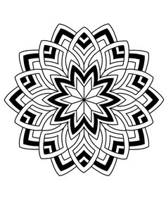 an abstract black and white flower design on a white background, suitable to be used as a coloring book page