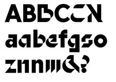 some type of font that is black and white with the letters in different languages on it