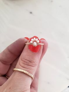 Delicate Rose Gold Pearl Ring In 14k, Delicate Tiny Toe Ring Jewelry, Delicate Toe Ring Jewelry, Handmade Dainty Rose Gold Stackable Rings, Dainty 14k Rose Gold Pearl Ring, Delicate White Stackable Promise Rings, Delicate White Stackable Rings, White Dainty Toe Ring, Dainty White Toe Ring