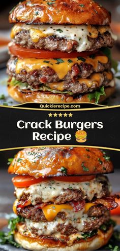 Crack Burgers are juicy, flavor-packed burgers loaded with creamy ranch seasoning, crispy bacon, and melty cheddar cheese. These burgers are totally addictive and perfect for your next cookout or weeknight meal! 🍔 Pizza Ranch, Ranch Burgers, Egg Cups Breakfast, Creamy Ranch, Toast Sandwich, Burger Sauce, Ranch Seasoning, Good Burger