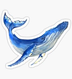 a blue whale sticker on a white background