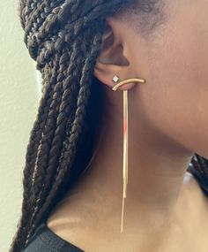 Gold Long Tassel Earrings Diamond not included Minimalist Tassel Earrings For Party, Chic Dangle Tassel Earrings As Gift, Minimalist Tassel Earrings, Chic Dangle Tassel Earrings For Pierced Ears, Minimalist Tassel Dangle Earrings, Minimalist Dangle Tassel Earrings As Gift, Minimalist Dangle Tassel Earrings For Gift, Minimalist Tassel Drop Earrings, Elegant Adjustable Tassel Drop Earrings