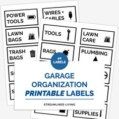 printable garage organizing labels Fridge Labels Cricut, Hardware Organizer Labels, Tags For Storage Baskets, Free Printable Labels For Storage Bins, Junk Drawer Labels, Laundry Basket Labels Printable, Best Way To Label Storage Bins, Tool Storage Labels, Closet Storage Labels