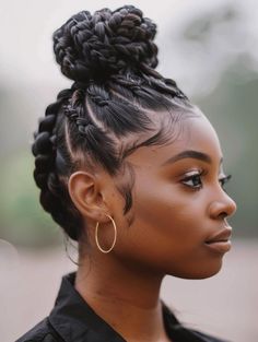 Twisted High Bun, Wavy Bun Hairstyles, Braided Bun Hairstyles Tutorials, Bun Hairstyles Tutorials, Hair Braid Bun Tutorial, High Bun Hairstyle, Cornrows Updo, Braided Buns, Vacation Hair