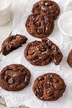 chocolate cookies with sea salt on top